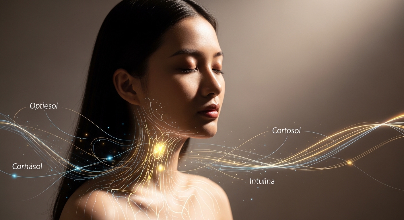 Hình ảnh trừu tượng thể hiện sự cân bằng nội tiết tố bên trong cơ thể người phụ nữ, yếu tố quan trọng trong việc quản lý cân nặng.