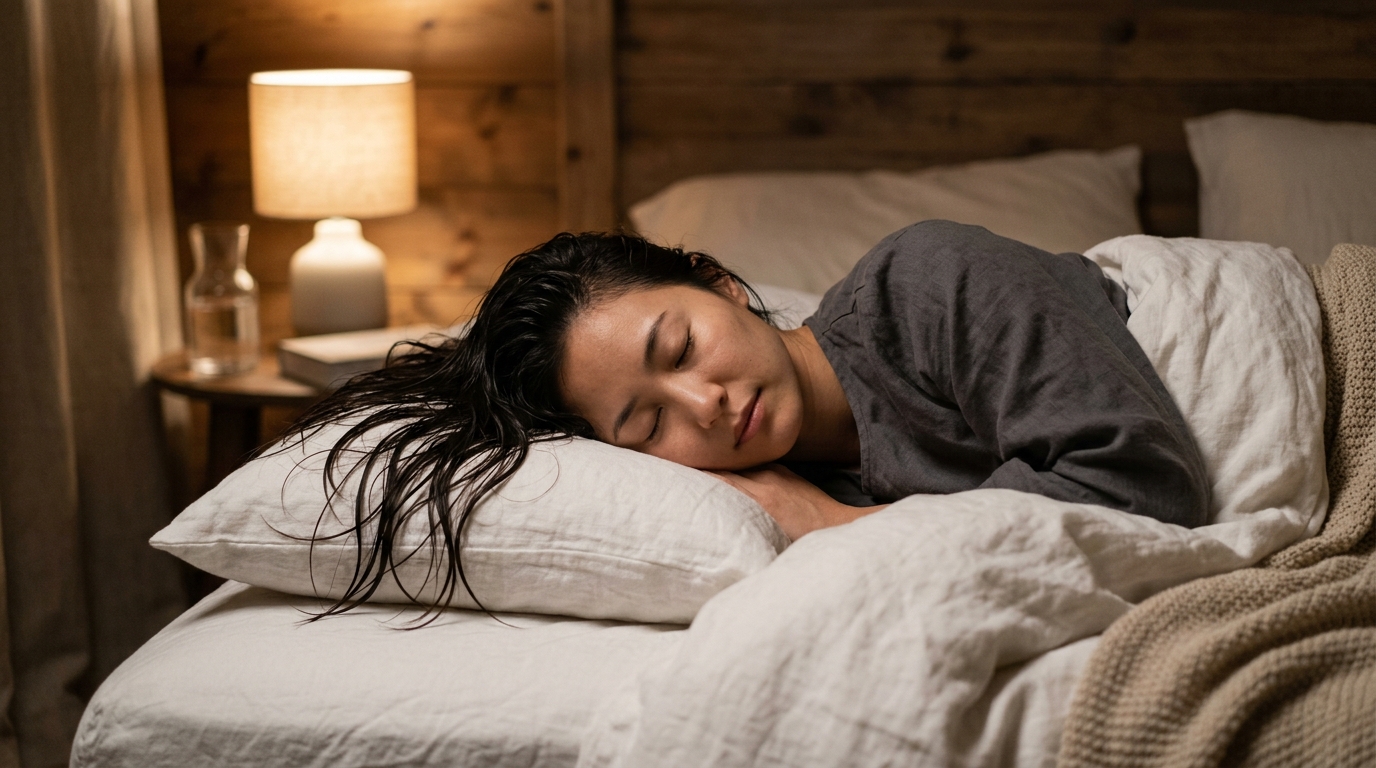 Thói quen để nguyên mái tóc ẩm ướt đi ngủ tạo môi trường cho vi nấm phát triển và làm sợi tóc dễ đứt gãy.